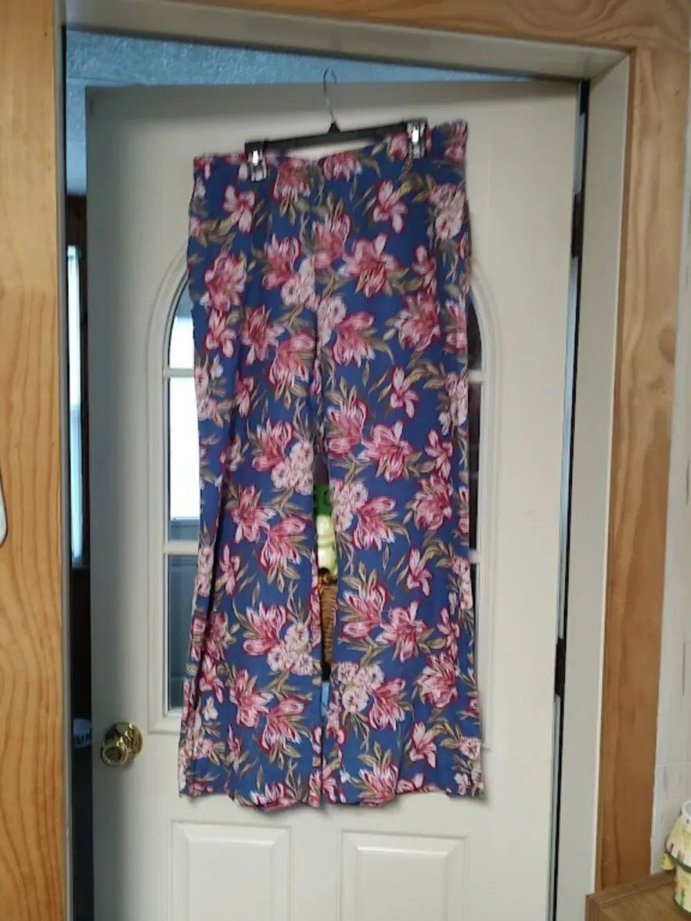 New A New Day Blue Flowered Wide Leg Pull On Pants Size Women's L